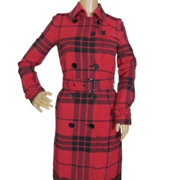 Michael Kors Plaid Trench Coat - Picture 1 of 10